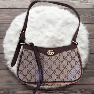 GG Brown Monogram Shoulder Bag